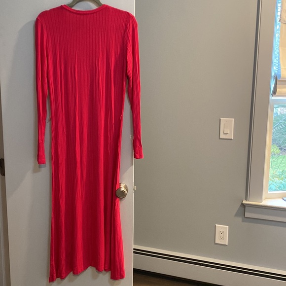 Hot Pink Zara Midi Dress, fit and flare, size M wide ribbed - Picture 5 of 6
